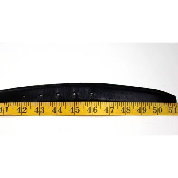 HandCrafted BLACK GENUINE LEATHER 1 3/8"Wd STITCHED DRESS MEN'S BELT Sz 44 (E79 - Picture 11 of 13